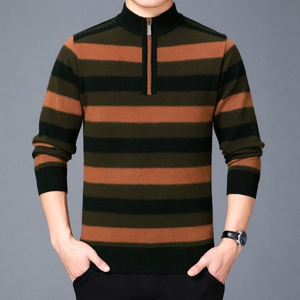 2020 men's winter new casual half zip sweater youth warm fashion striped color matching sweater, White;black
2020 men's winter new casual half zip sweater youth warm fashion striped color matching sweater, White;black