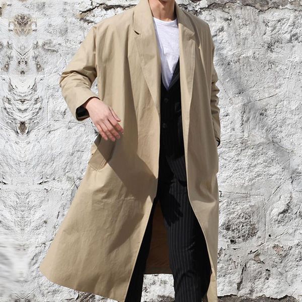 new fashion casual korean and british style men's trench coat x-long outerwear large size loose clothes trench men's clothing, Tan;black
new fashion casual korean and british style men's trench coat x-long outerwear large size loose clothes trench men's clothing, Tan;black