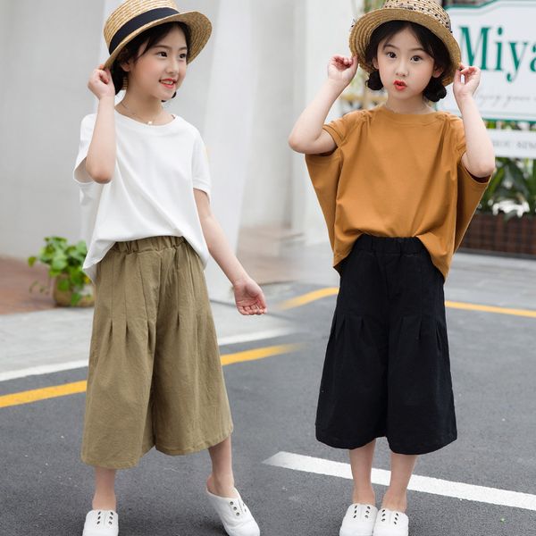 new summer girls clothing set children cotton bat sleeve t-shirts and wide leg pants teenage girls ruffle outfits 10 12 14 years, White
new summer girls clothing set children cotton bat sleeve t-shirts and wide leg pants teenage girls ruffle outfits 10 12 14 years, White