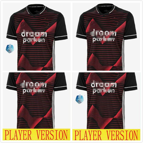 player versio kit feyenoord 2021 soccer jersey home away blue 2021 2020 v.persie larsson 19 berghuis 10 vilhena 9 jorgensen kit jersey shirt, Black;yellow