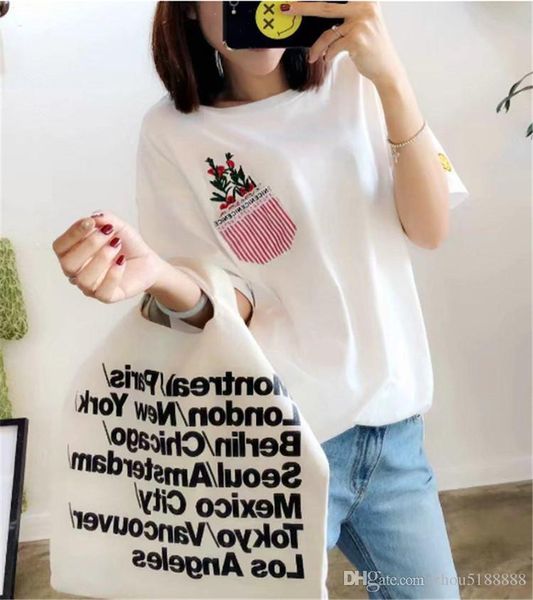 18 new summer ladies t-shirts, loose fitting short sleeved t-shirt, round neck embroidered flower, short sleeved t-shirt girl, White
18 new summer ladies t-shirts, loose fitting short sleeved t-shirt, round neck embroidered flower, short sleeved t-shirt girl, White