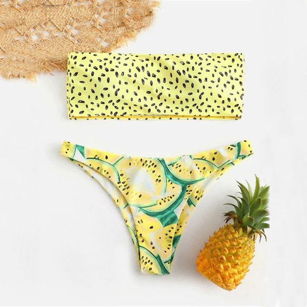 women two piece swimsuit strapless fruit print bikini set thong low waist push up backless off shoulder biquini 30, White;black
women two piece swimsuit strapless fruit print bikini set thong low waist push up backless off shoulder biquini 30, White;black