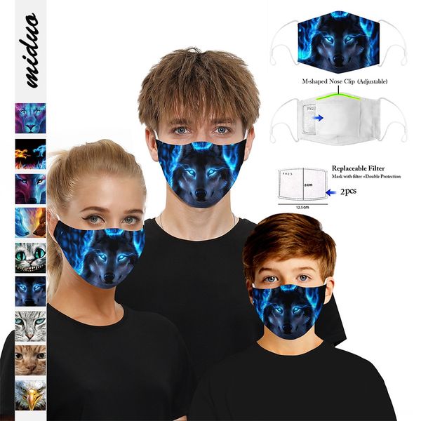 2020 new luminous wolf printing children's adjustable ear strap protective mask protection digital digital with filter chip, Black
2020 new luminous wolf printing children's adjustable ear strap protective mask protection digital digital with filter chip, Black