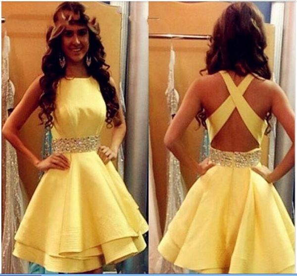 yellow prom dresses short 2020 satin beaded ribbon cocktail party gowns criss cross junior graduation gowns homecoming, Red
yellow prom dresses short 2020 satin beaded ribbon cocktail party gowns criss cross junior graduation gowns homecoming, Red