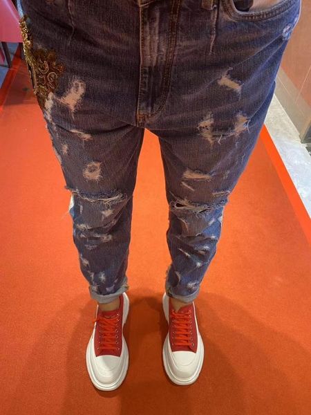 ws7202 fashion men's jeans 2020 runway european design party style men's clothing, Blue