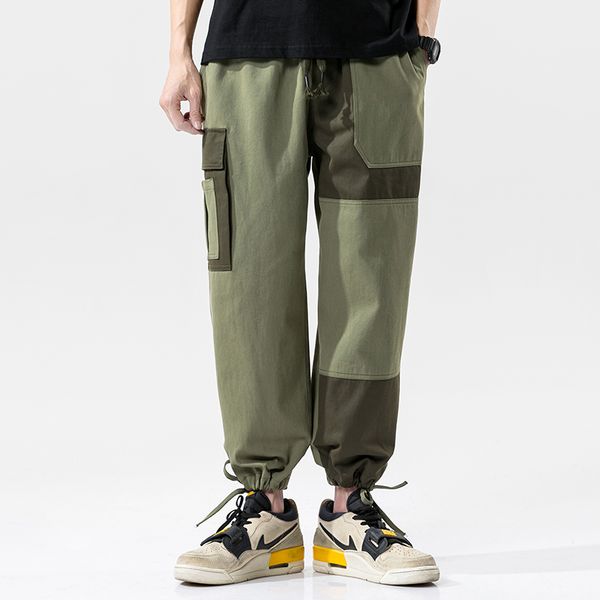 men's pants streetwear casual men 2021 spring cotton mens joggers side-pocket patchwork cargo ankle-length trousers, Black
men's pants streetwear casual men 2021 spring cotton mens joggers side-pocket patchwork cargo ankle-length trousers, Black