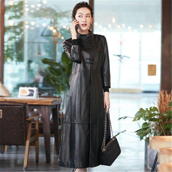 2020 women spring genuine real sheep leather trench h66, Black
2020 women spring genuine real sheep leather trench h66, Black