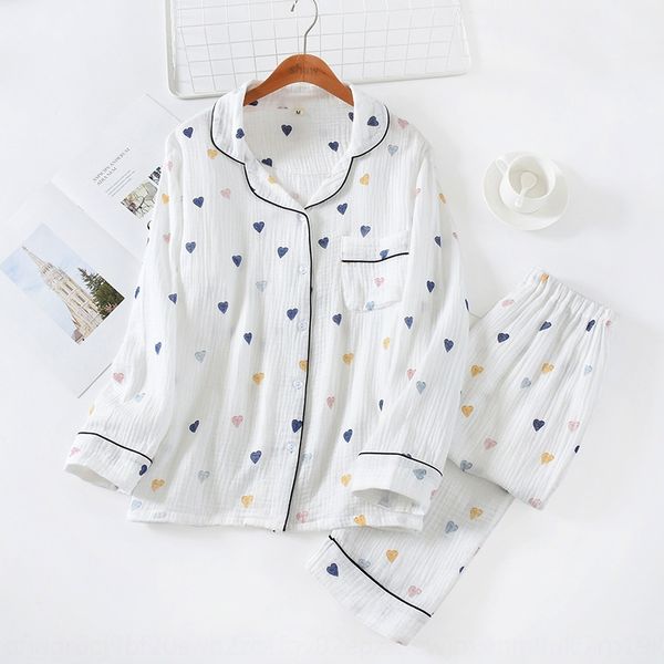 new double-layer pajamas gauze cotton women's pajamas summer and autumn long sleeve trousers thin korean style home clothes set, Blue;red
new double-layer pajamas gauze cotton women's pajamas summer and autumn long sleeve trousers thin korean style home clothes set, Blue;red