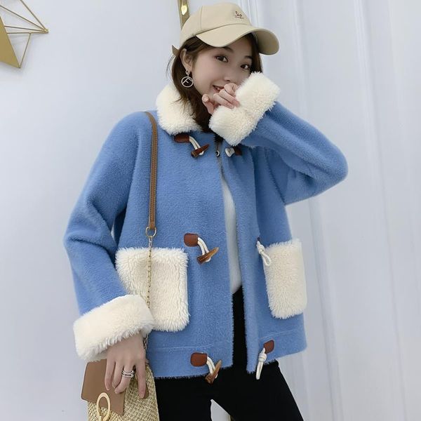 2020 autumn winter casual white patchwork teddy coat women horn button faux fur coat fake fur plush jacket overcoat outwear t74, Black
2020 autumn winter casual white patchwork teddy coat women horn button faux fur coat fake fur plush jacket overcoat outwear t74, Black