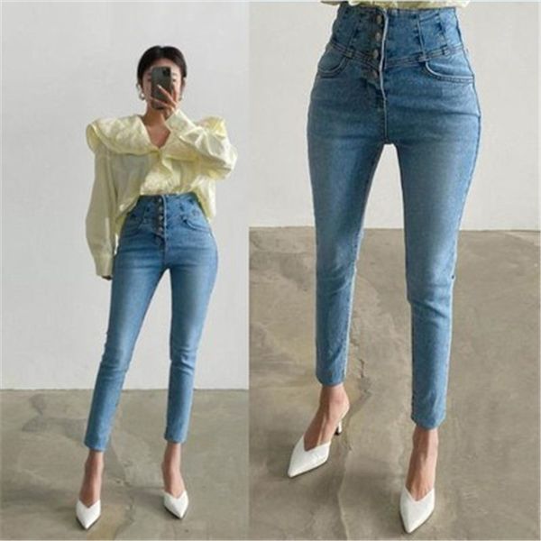 women's jeans 2021 korean version of the fashion high-waisted single-breasted slim daily ankle, Blue
women's jeans 2021 korean version of the fashion high-waisted single-breasted slim daily ankle, Blue