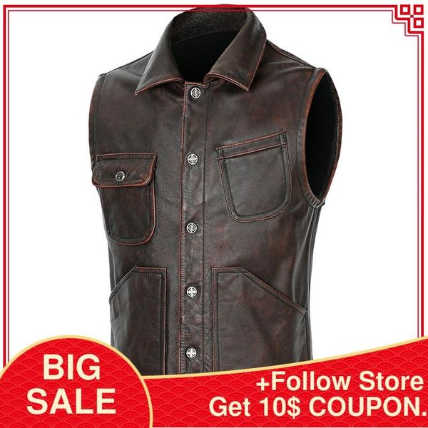 2020 vintage brown casual leather vest men single brested plus size xxxxl genuine cowhide spring slim fit leather vest, Black;white
2020 vintage brown casual leather vest men single brested plus size xxxxl genuine cowhide spring slim fit leather vest, Black;white