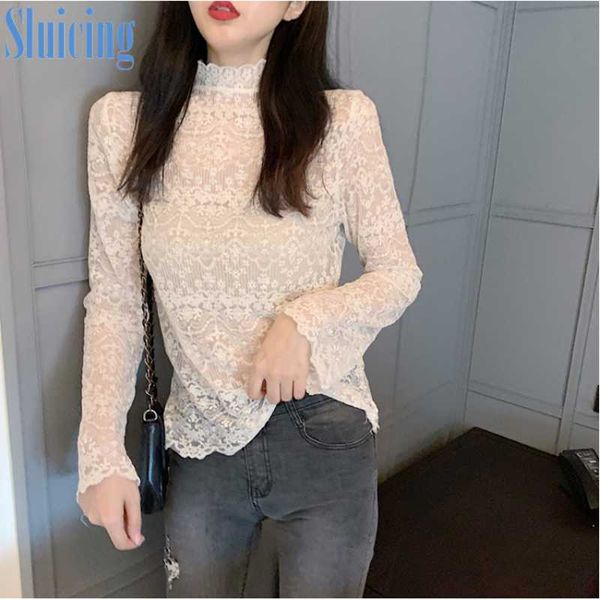 half-high collar lace bottoming shirt for women foreign style autumn and winter wear lace fashion temperament long-sleeved top, White
half-high collar lace bottoming shirt for women foreign style autumn and winter wear lace fashion temperament long-sleeved top, White