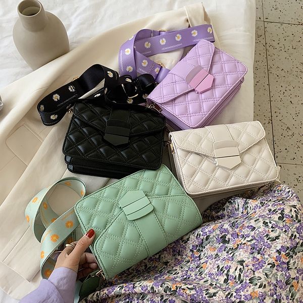 knh2p new 2020 western style diamond embroidery thread wide strap daisy ins postman shoulder shoulder bag net red solid color messenger, White
knh2p new 2020 western style diamond embroidery thread wide strap daisy ins postman shoulder shoulder bag net red solid color messenger, White