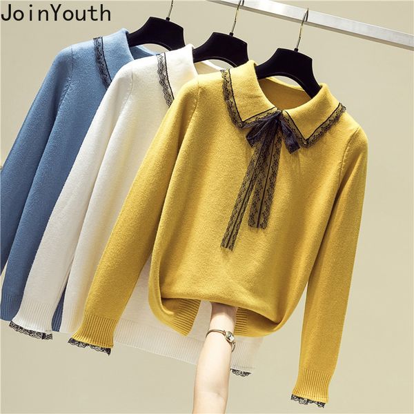 joinyouth lace up elegant women pullovers solid bow autumn winter mujer sueter fashion all match women sweaters j1075, White;black
joinyouth lace up elegant women pullovers solid bow autumn winter mujer sueter fashion all match women sweaters j1075, White;black