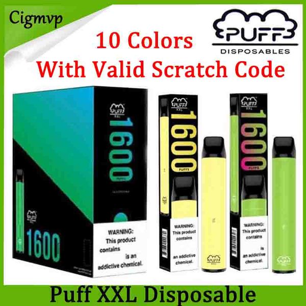 Puff XXL 1600puffs Одноразовое с Действительными Царапинами Кода Vape Pen устройства Starter Kits Пустых одноразовых устройства Комплекты Puff Puff Flow Xtra Plus
Puff XXL 1600puffs Одноразовое с Действительными Царапинами Кода Vape Pen устройства Starter Kits Пустых одноразовых устройства Комплекты Puff Puff Flow Xtra Plus