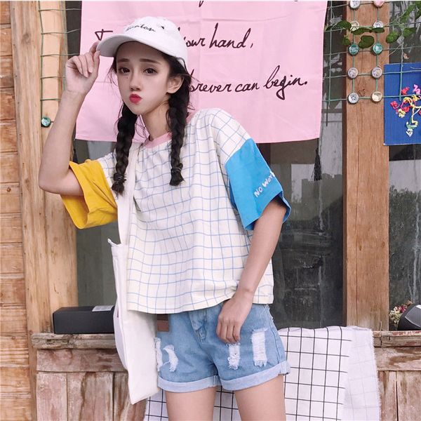 harajuku t-shirt women fashion trend grid pattern casual loose tee shirt femme short sleeve o neck cute t shirt for women, White
harajuku t-shirt women fashion trend grid pattern casual loose tee shirt femme short sleeve o neck cute t shirt for women, White