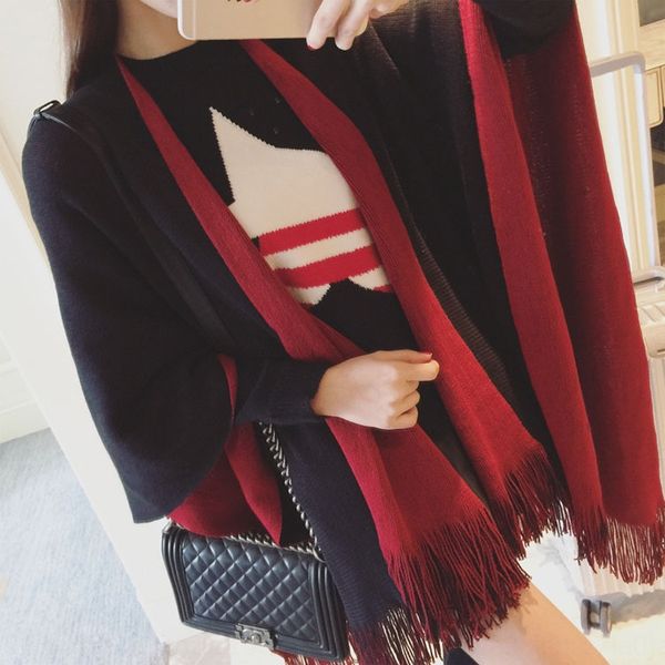 2019 korean scarf women's new split fork coat tassel double-sided big shawl scarf versatile cloak dual-purpose cloak, Blue;gray
2019 korean scarf women's new split fork coat tassel double-sided big shawl scarf versatile cloak dual-purpose cloak, Blue;gray