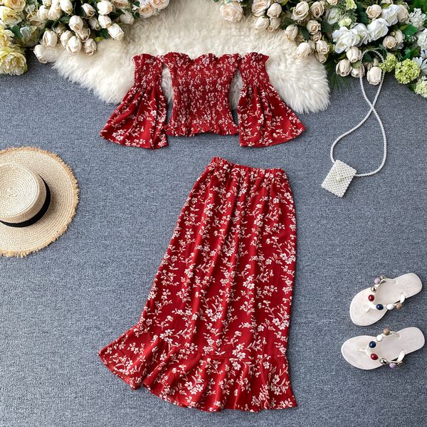 red boho 2020 off shoulder summer floral print midi long dress party two piece outfits dress women casual beach split dresses, White
red boho 2020 off shoulder summer floral print midi long dress party two piece outfits dress women casual beach split dresses, White