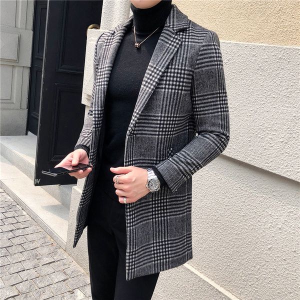 direct selling autumn and winter korean youth gentry men's plaid slim casual woolen windbreaker men's mid long coat, Black
direct selling autumn and winter korean youth gentry men's plaid slim casual woolen windbreaker men's mid long coat, Black