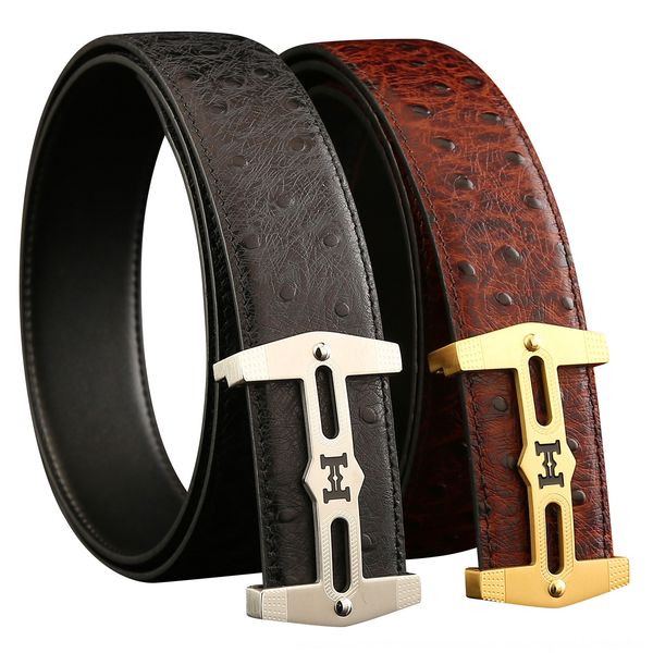 3.8cm stainless steel smooth buckle belt ostrich pattern men's layer leather leather belt, Black;brown
3.8cm stainless steel smooth buckle belt ostrich pattern men's layer leather leather belt, Black;brown