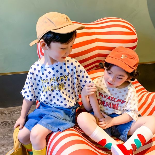 2020 coat t-shirt summer boys and girls korean style loose polka dot t-shirt baby cotton children's letter printing, Blue
2020 coat t-shirt summer boys and girls korean style loose polka dot t-shirt baby cotton children's letter printing, Blue