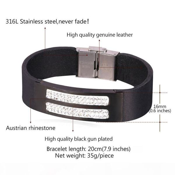 casual style stainless steel bracelet with rhinestone for women men daily black genuine leather bracelet, Golden;silver
casual style stainless steel bracelet with rhinestone for women men daily black genuine leather bracelet, Golden;silver