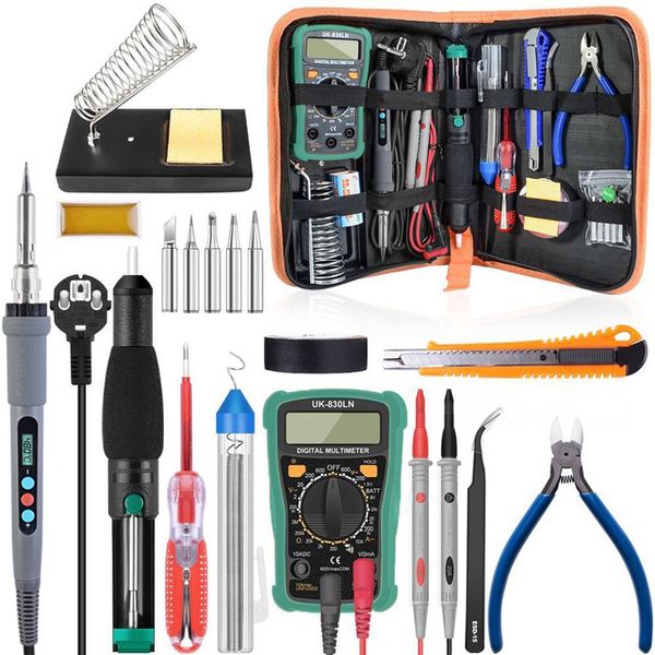 60w/90w 110/220v adjustable temperature soldering iron kit digital multimeter soldering tips desoldering pump cutter solder wire
60w/90w 110/220v adjustable temperature soldering iron kit digital multimeter soldering tips desoldering pump cutter solder wire