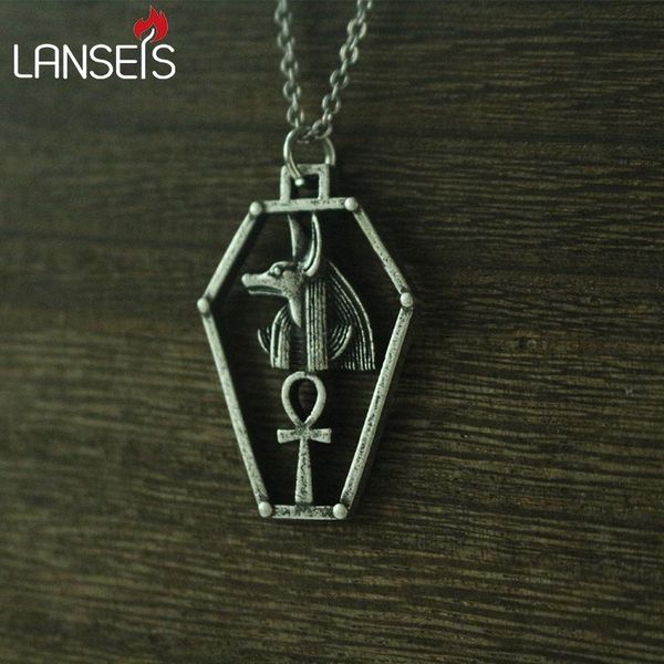 lanseis 1pcs egyptian women necklace jewelry cartouch god anubis men pendant stainless steel chain, Silver 
lanseis 1pcs egyptian women necklace jewelry cartouch god anubis men pendant stainless steel chain, Silver