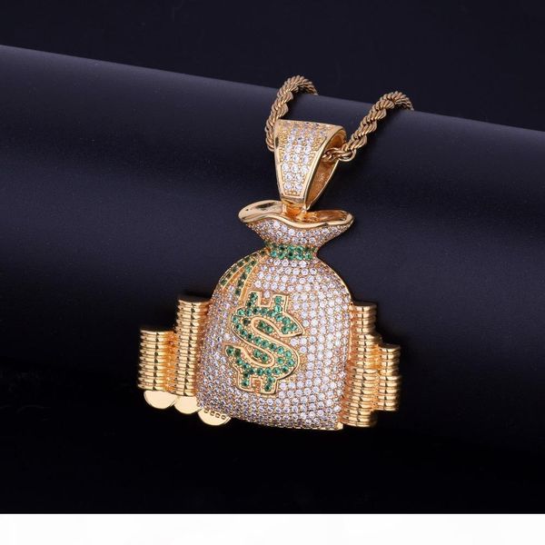 money bag stack iced cash coins pendant necklace chain charm gold silver cubic zircon men's hip hop jewelry for gift
money bag stack iced cash coins pendant necklace chain charm gold silver cubic zircon men's hip hop jewelry for gift