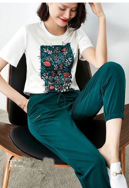 xq7se fashion casual sports suit for women 2020 new round neck short sleeve ankle-length pants western style two-piece set trousers and trou, Gray
xq7se fashion casual sports suit for women 2020 new round neck short sleeve ankle-length pants western style two-piece set trousers and trou, Gray