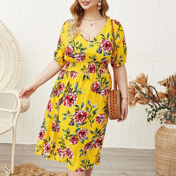 summer large size dress 4xl 5xl 6xl 7xl 8xl bust 135cm fashion women's v-neck five-point sleeve waist elastic print dress, White;black
summer large size dress 4xl 5xl 6xl 7xl 8xl bust 135cm fashion women's v-neck five-point sleeve waist elastic print dress, White;black