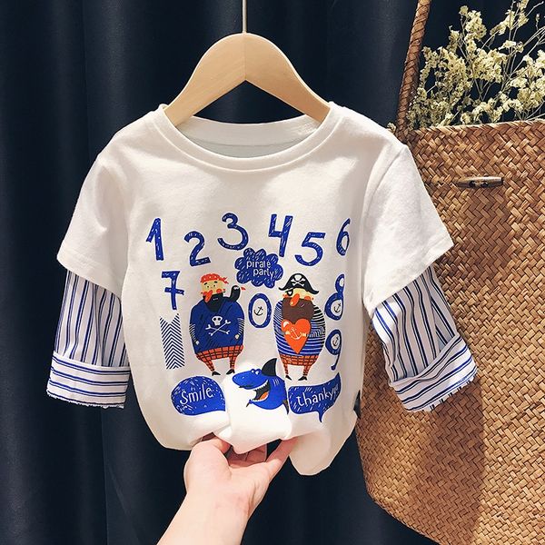 long-sleeved t-shirt for boys and girls 2019 new autumn dress western-style baby fake two-piece coat t-shirt top, Blue
long-sleeved t-shirt for boys and girls 2019 new autumn dress western-style baby fake two-piece coat t-shirt top, Blue