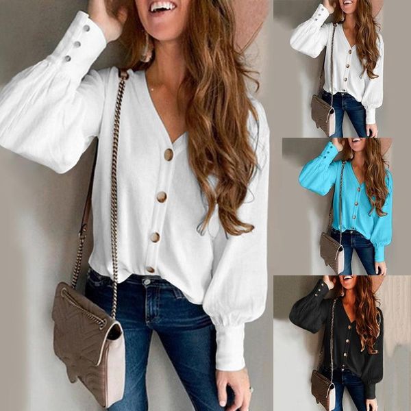 fashion solid buttons sleeve shirt casual blouse women loose autumn winter ladies female v-neck long blusas pullover kdqmq, Black
fashion solid buttons sleeve shirt casual blouse women loose autumn winter ladies female v-neck long blusas pullover kdqmq, Black