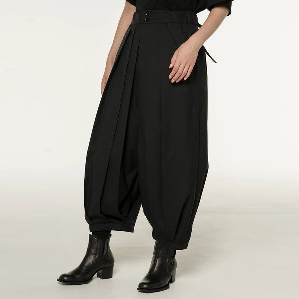 2020 spring men's new fashion personalized large size customizatio pleated closed casual wide-leg pants, Black
2020 spring men's new fashion personalized large size customizatio pleated closed casual wide-leg pants, Black