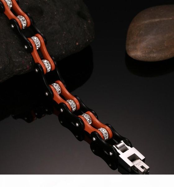 a men fashion stainless steel rhinestones bangle biker bicycle chain cuff racelet bangles trendy jewelry brace lace orange black, Golden;silver
a men fashion stainless steel rhinestones bangle biker bicycle chain cuff racelet bangles trendy jewelry brace lace orange black, Golden;silver
