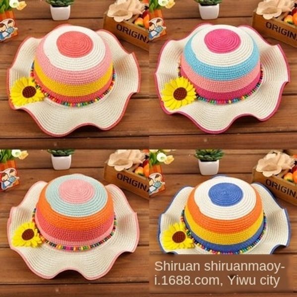 korean new children's sunshade sunscreen wave sunshade rainbow straw sunflower beach hat parent-child sunscreen hat, Yellow
korean new children's sunshade sunscreen wave sunshade rainbow straw sunflower beach hat parent-child sunscreen hat, Yellow