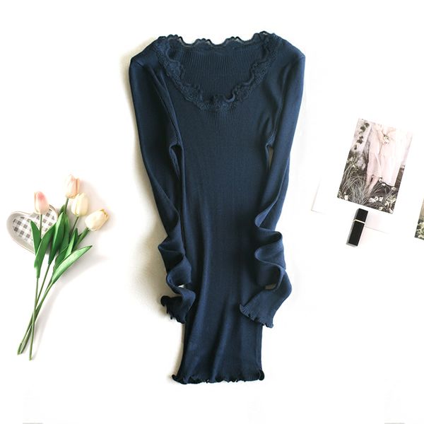 natural silk long sleeve t shirt women lace knitted pullovers knitwear tee shirt femme stretch ribs slim top, White
natural silk long sleeve t shirt women lace knitted pullovers knitwear tee shirt femme stretch ribs slim top, White