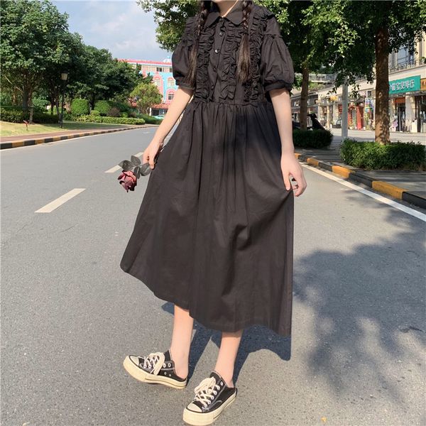 casual dresses japanese sweet kawaii vintage lolita style party women dress 2021 summer cute lace ruffles woman clothing vestido, Black;gray
casual dresses japanese sweet kawaii vintage lolita style party women dress 2021 summer cute lace ruffles woman clothing vestido, Black;gray