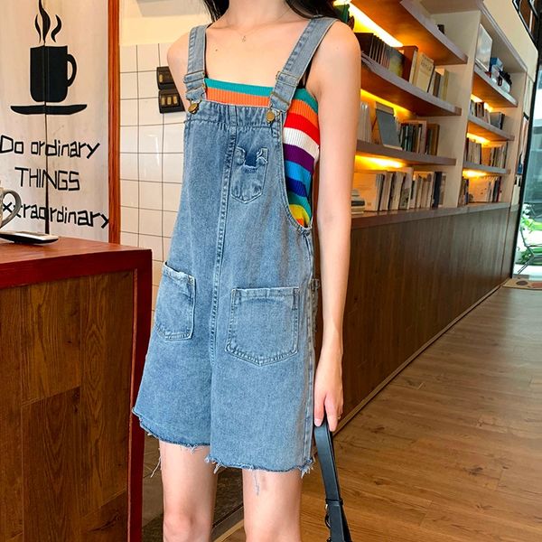 2020 large size women's new denim suspender women's fat sister mm slimming loose pants fashion sling shorts and shorts, Blue
2020 large size women's new denim suspender women's fat sister mm slimming loose pants fashion sling shorts and shorts, Blue