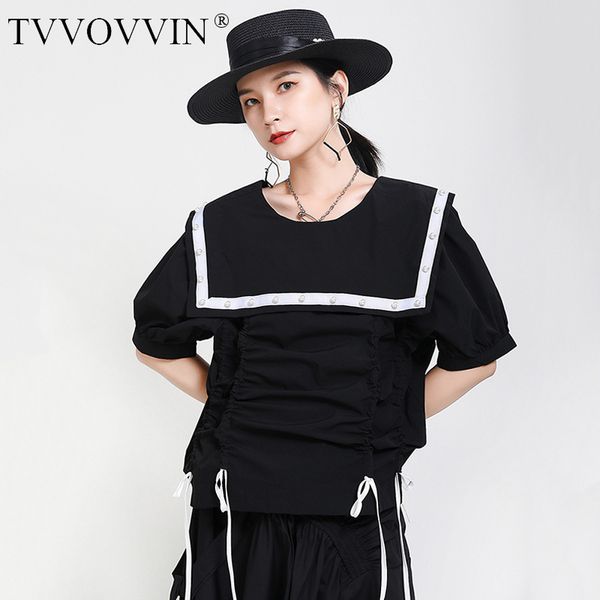 tvvovvin 2020 летний новый sailor воротник свободные блузки с коротким рукавом кулиской бисероплетение лоскутное женский streetwear b352, White
tvvovvin 2020 летний новый sailor воротник свободные блузки с коротким рукавом кулиской бисероплетение лоскутное женский streetwear b352, White