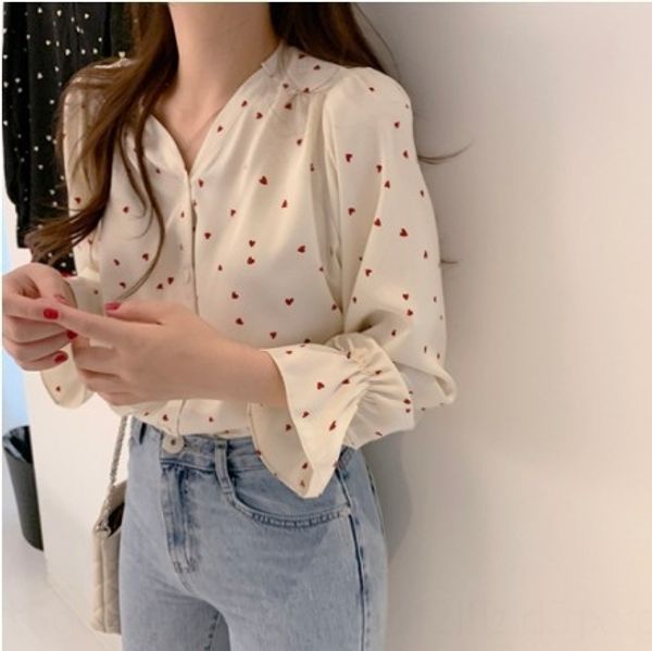 2020 fashion all-match shirt new korean style personalized chiffon long sleeve small love v-neck shirt for women, White
2020 fashion all-match shirt new korean style personalized chiffon long sleeve small love v-neck shirt for women, White