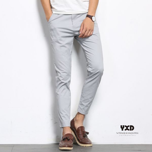 men's suits & blazers spring autumn men fashions solid color casual pants straight slight elastic ankle-length formal trousers, White;black
men's suits & blazers spring autumn men fashions solid color casual pants straight slight elastic ankle-length formal trousers, White;black
