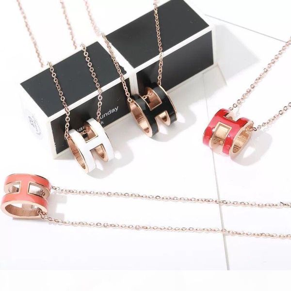 316l titanium steel pendant 45cm necklace rose gold h necklace pendant enamel h shape multi-color pendant jewelry with original box, Silver
316l titanium steel pendant 45cm necklace rose gold h necklace pendant enamel h shape multi-color pendant jewelry with original box, Silver