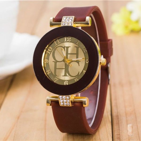 designer simple leather brand geneva casual quartz watch women crystal silicone watches relogio feminino wrist watch high quality, Slivery;brown
