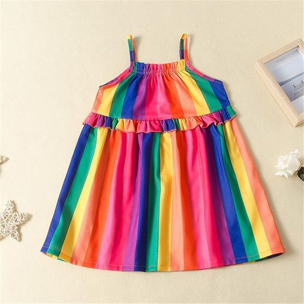 90-130 toddler girls summer dress ins rainbow striped sleeveless skirt princess dresses suspenders for kids infants baby 2020 new ly716, Red;yellow
90-130 toddler girls summer dress ins rainbow striped sleeveless skirt princess dresses suspenders for kids infants baby 2020 new ly716, Red;yellow
