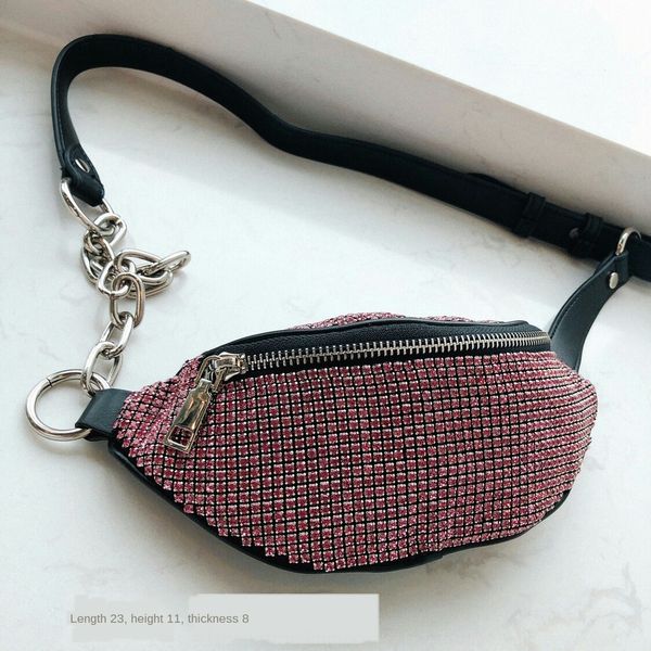 2019 new fashion women's korean sheepskin sparkling diamond diamond internet popular all-match trendy chain chest bag crossbody bag, White
2019 new fashion women's korean sheepskin sparkling diamond diamond internet popular all-match trendy chain chest bag crossbody bag, White