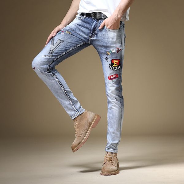 new fashion male men's jeans popular brand embroidery jeans slim stretch thin summer hip-hop casual pants trousers, Blue
new fashion male men's jeans popular brand embroidery jeans slim stretch thin summer hip-hop casual pants trousers, Blue
