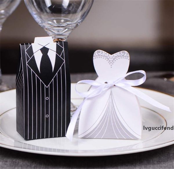 100pcs (50pairs) european style tuxedo dress bride & groom wedding favors candy boxes bomboniera party gift boxes with ribbons lz0082
100pcs (50pairs) european style tuxedo dress bride & groom wedding favors candy boxes bomboniera party gift boxes with ribbons lz0082