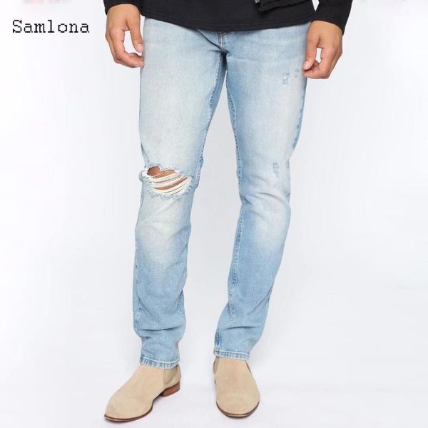 samlona men jeans trousers 2020 european and american style male fashion jeans casual loose ripped hole light blue denim pants
samlona men jeans trousers 2020 european and american style male fashion jeans casual loose ripped hole light blue denim pants