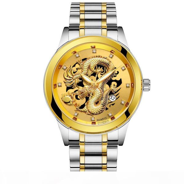 luxury embossed dragon watches men watch fashion golden wrist watch diamond calendar quartz watch clock relogio masculino erkek kol saati, Slivery;brown
luxury embossed dragon watches men watch fashion golden wrist watch diamond calendar quartz watch clock relogio masculino erkek kol saati, Slivery;brown